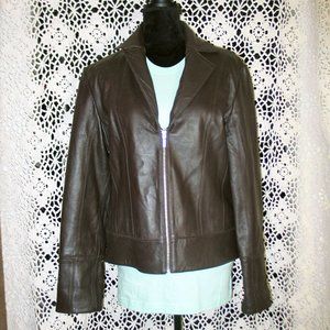 Dark Chocolate Spring/Fall leather Jacket L0026